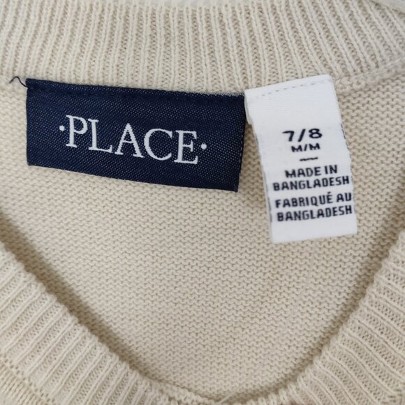 Children's Place Boy's Nude Color Block Sweater Size Medium Age 7 8 100% Cotton - Picture 3 of 8